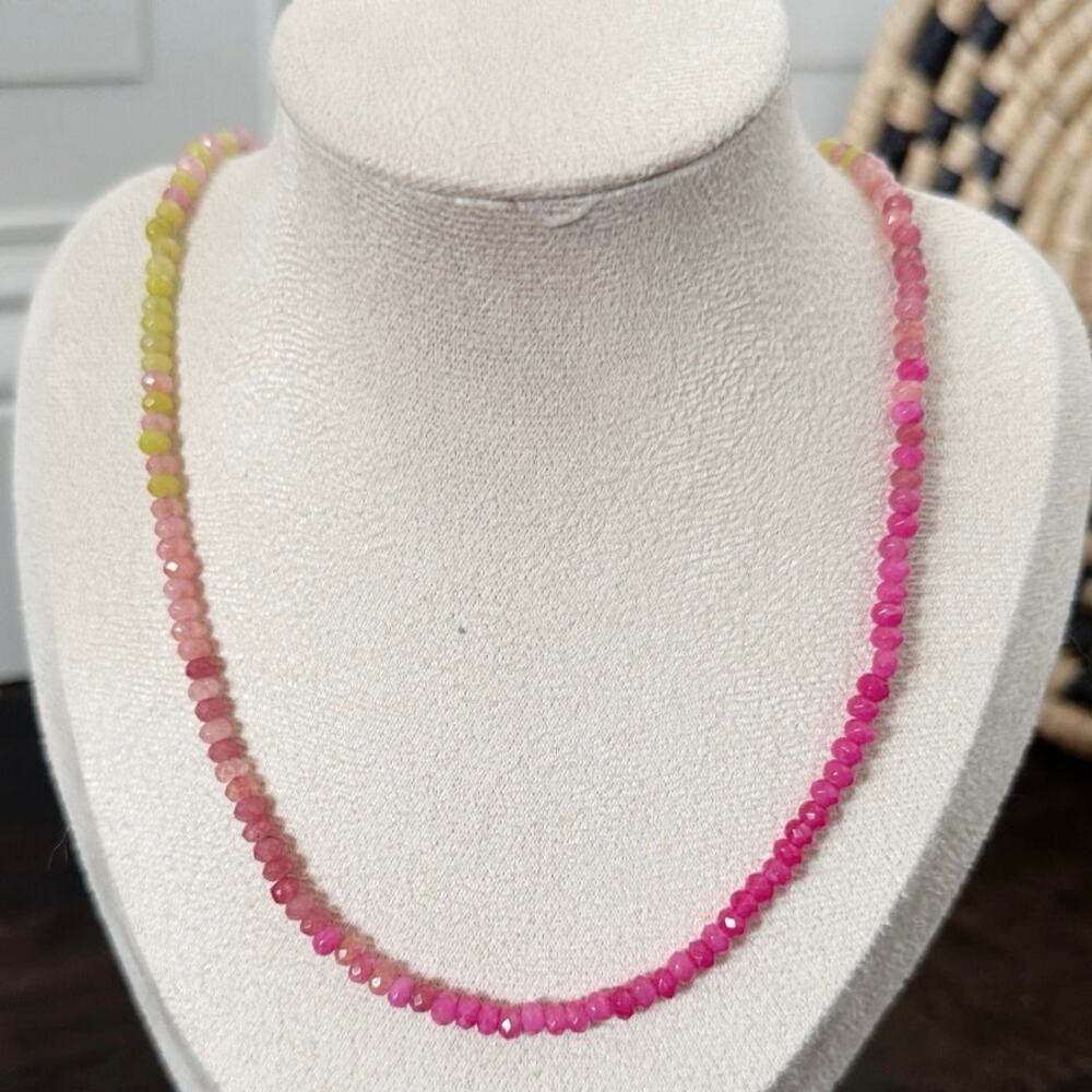 Second Bloom Studio Artisan Made Rainbow Agate Ombre Necklace 17.75"